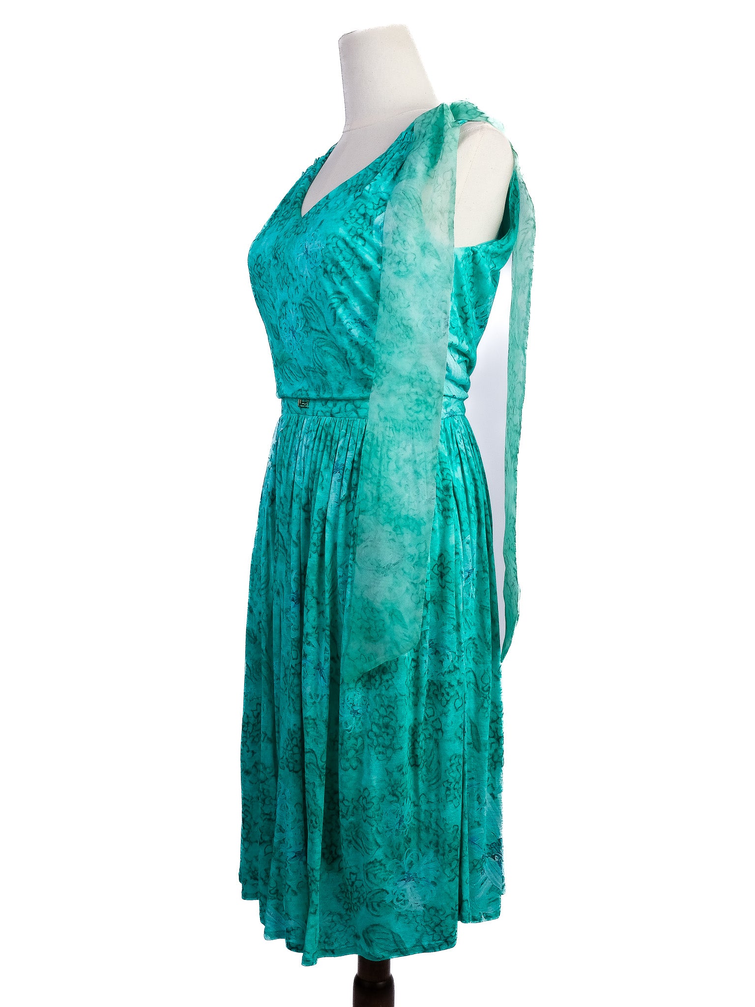 Excellent Class Roberto Cavalli Green Floral Dress Size M