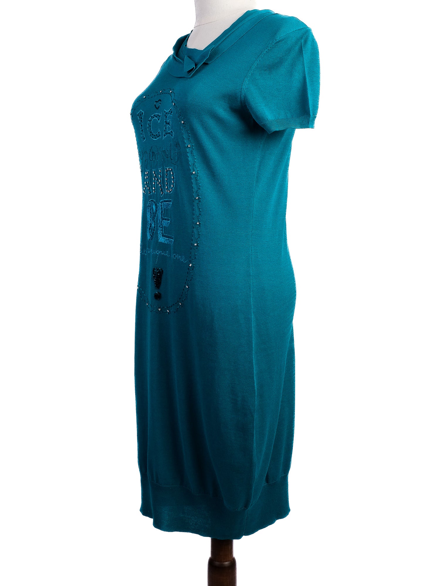 Excellent Iceberg Green Silk Dress Size S with Unique Design