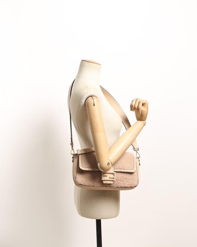 Fendi Iconic Shearling Medium Baguette Bag