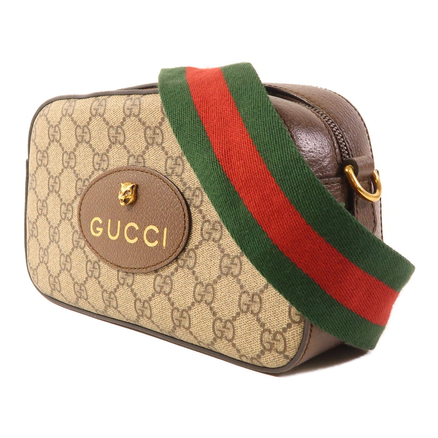 Gucci Painted Canvas Gg Supreme Messenger Gold Shoulder Bag Brown Beige/brown Pvc Coated Canvas 476466