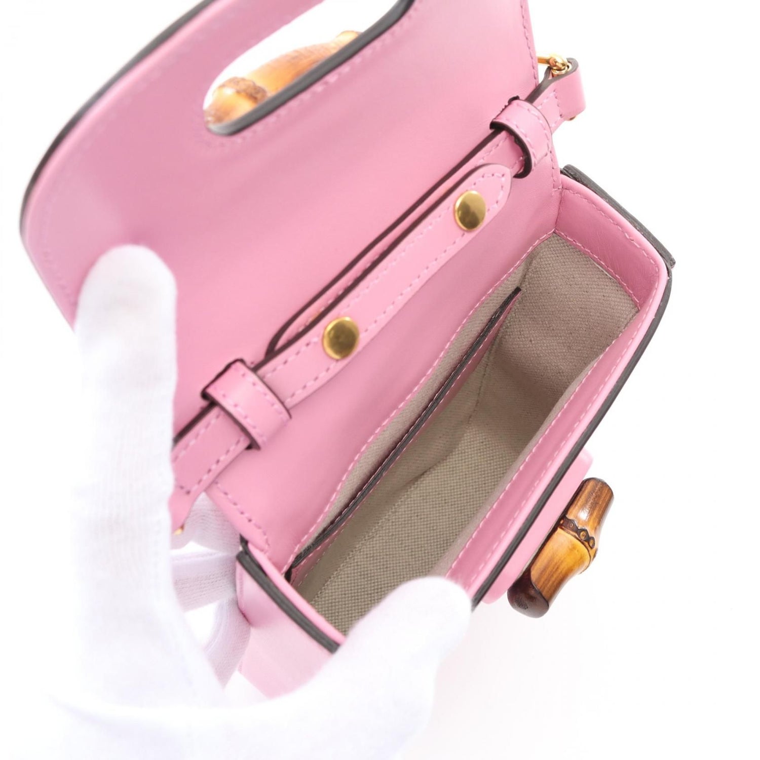 Gucci Bamboo Handbag Pink Leather 702106