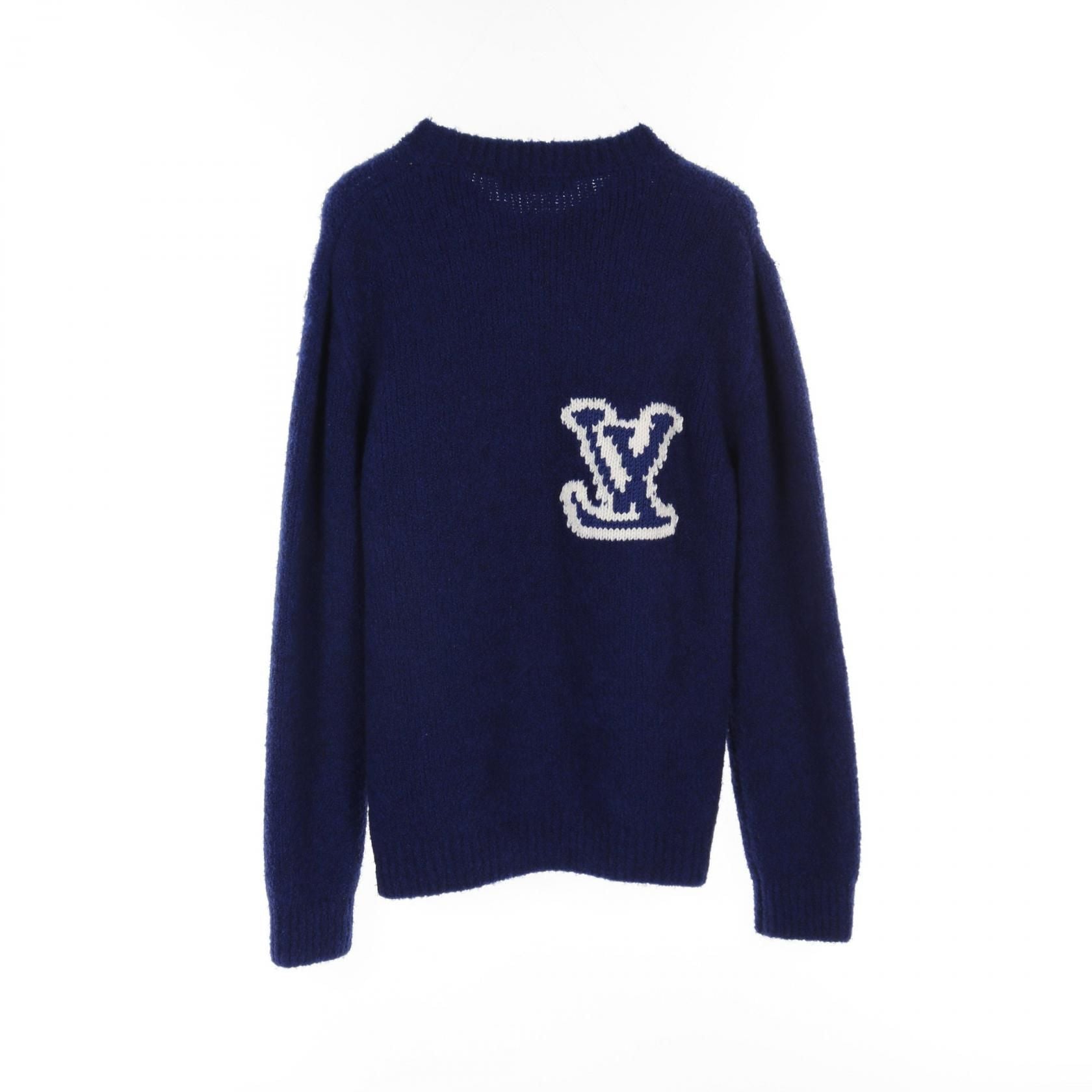 Louis Vuitton Lv Intarsia Knitwear Rm 202m Vss Hjn 18w Wool Yak Blue Mens L