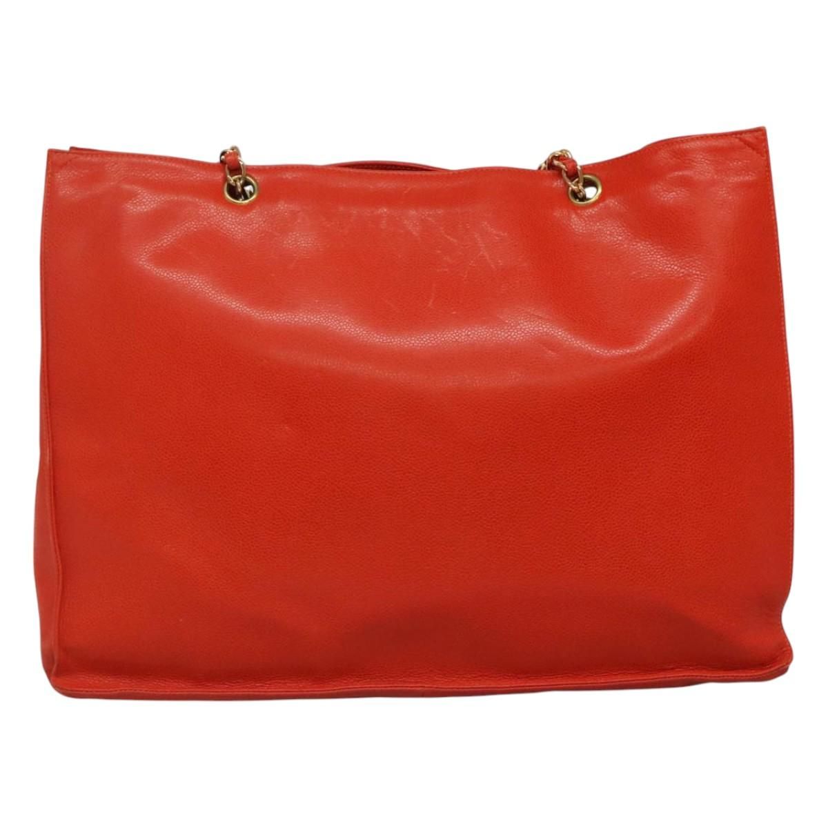 Chanel Caviar Orange Chain Tote