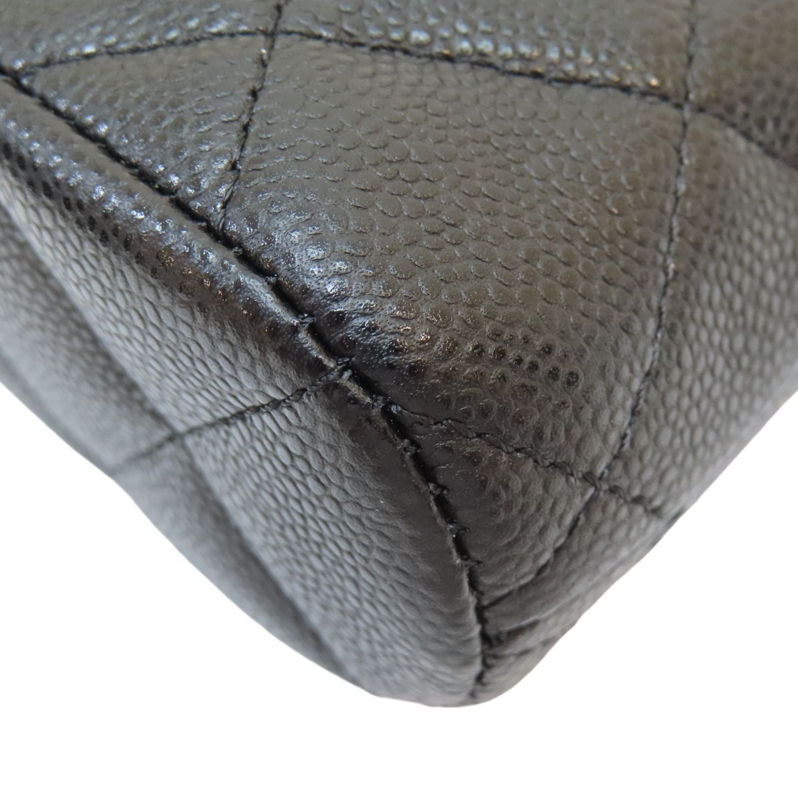 Chanel Classic Clutch With Chain Shoulder Bag Black Quilted Caviar