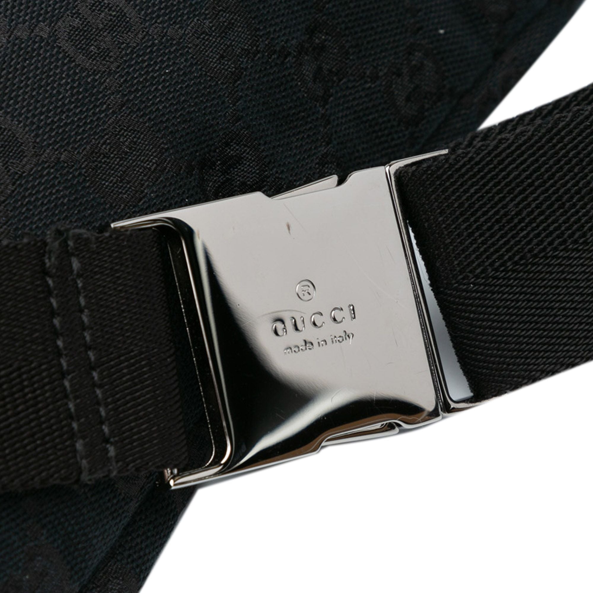 Gucci GG Canvas Double Pocket Belt Bag Black