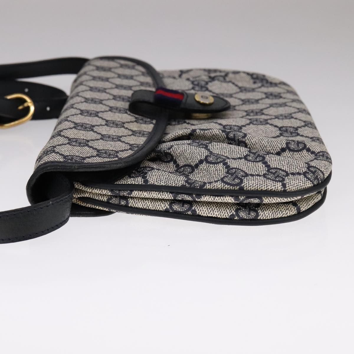 Gucci Gg Supreme Sherry Line Shoulder Bag Pvc Red Navy Auth