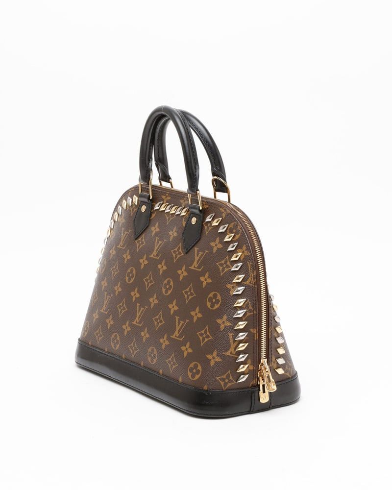 Louis Vuitton Monogram Macassar Studded Alma PM Bag