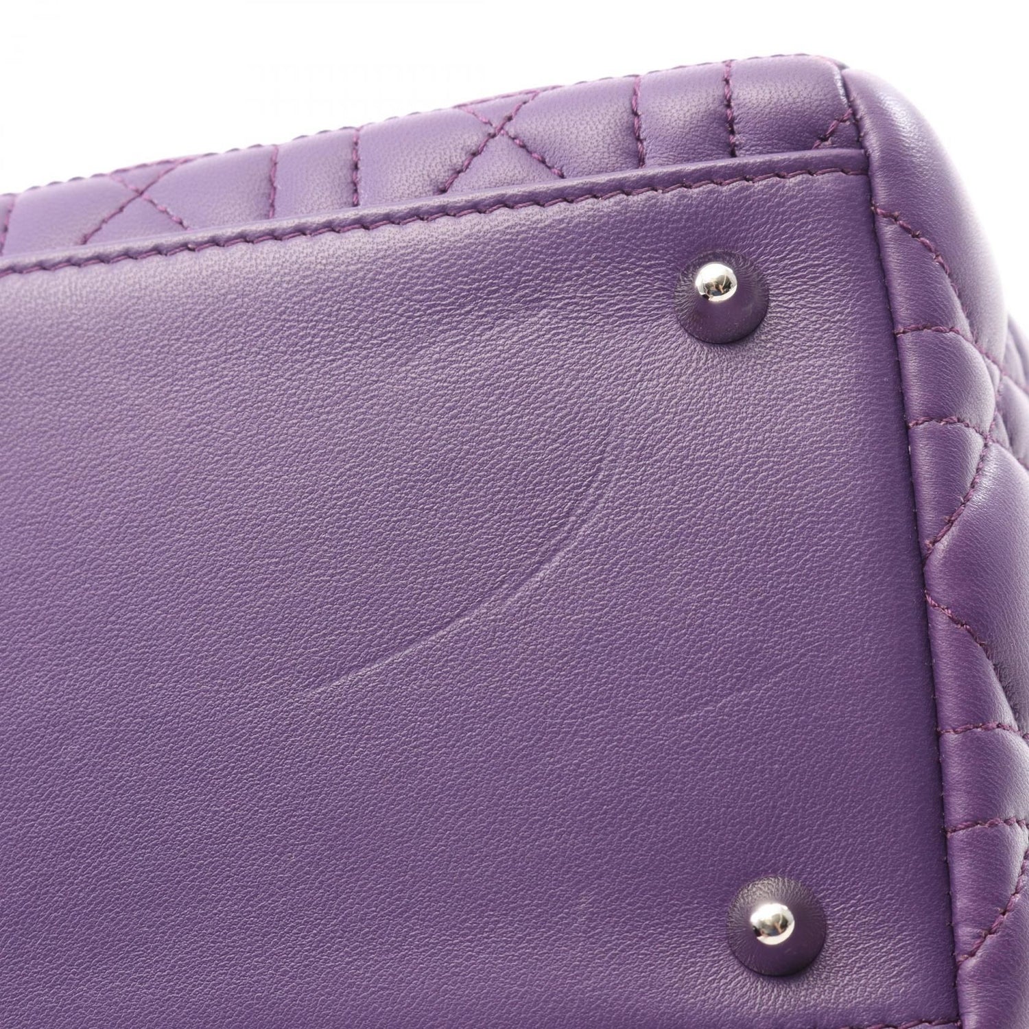 Dior Lady Dior Christian Dior Handbag Purple Leather Cal 44551