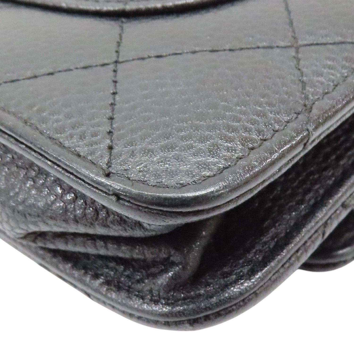 Chanel Woc Wallet On Chain Shoulder Bag Black Quilted Grained Calfskin