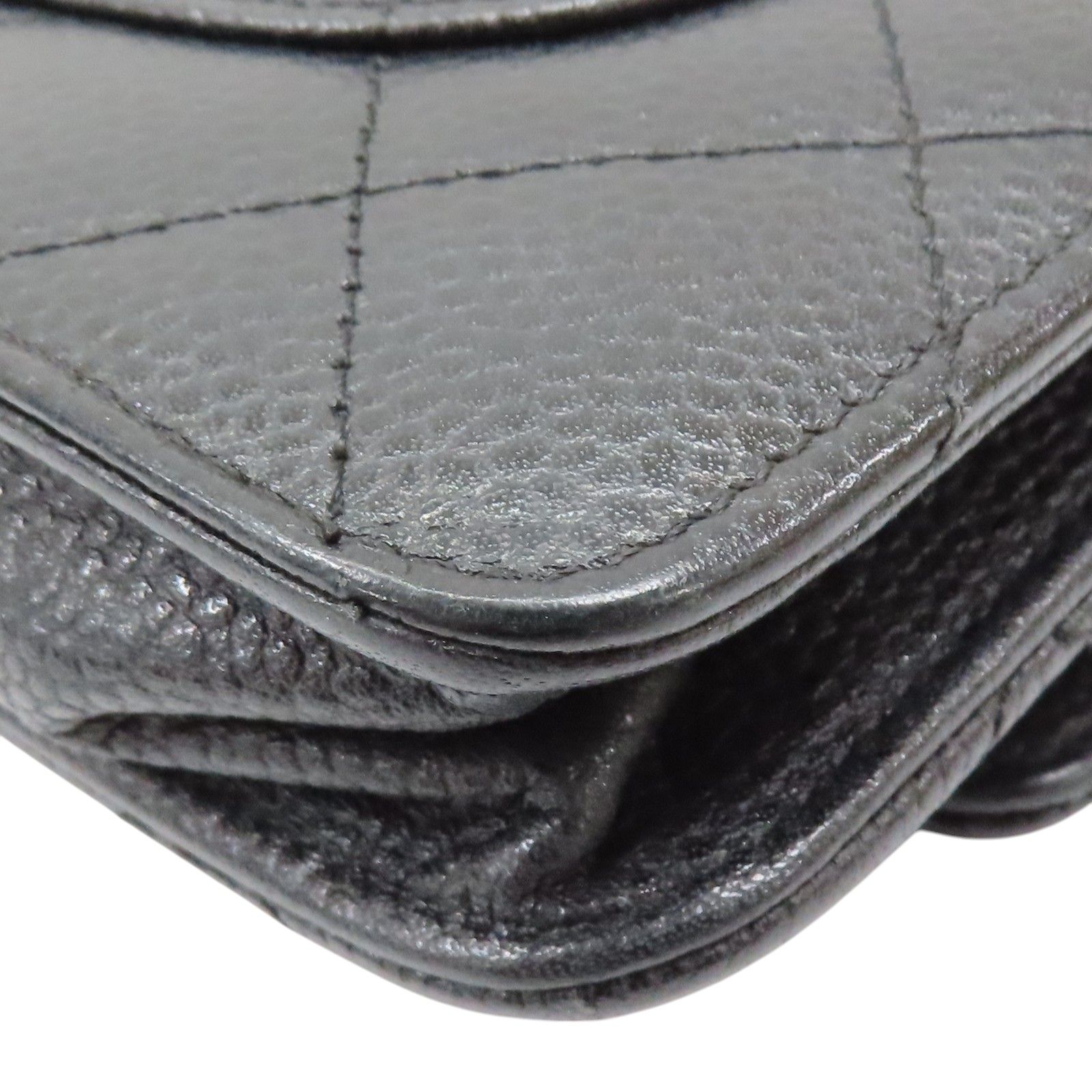 Chanel Woc Wallet On Chain Shoulder Bag Black Quilted Grained Calfskin