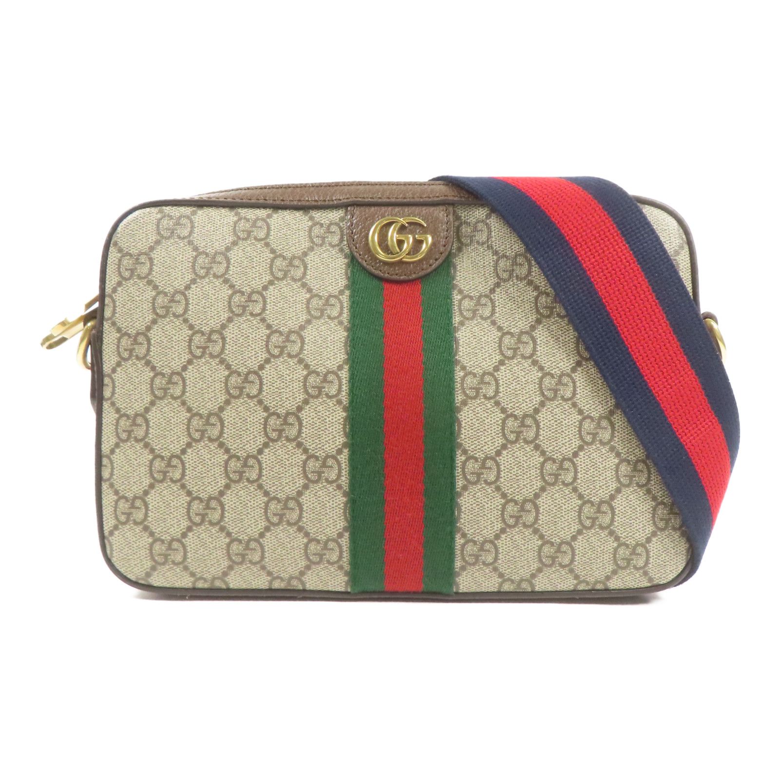 Gucci Painted Canvas Ophidia Gold Shoulder Bag Brown Gg Canvas 699439