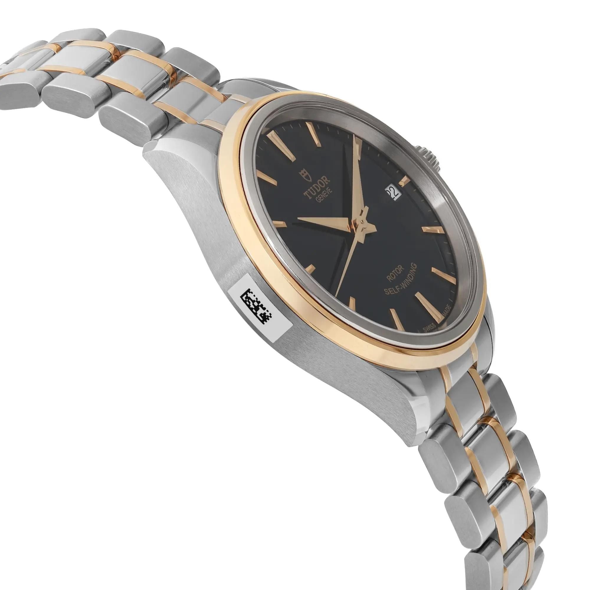 Tudor Style 34mm Gold Steel Black Dial Ladies Automatic Ladies Watch 12303-0003