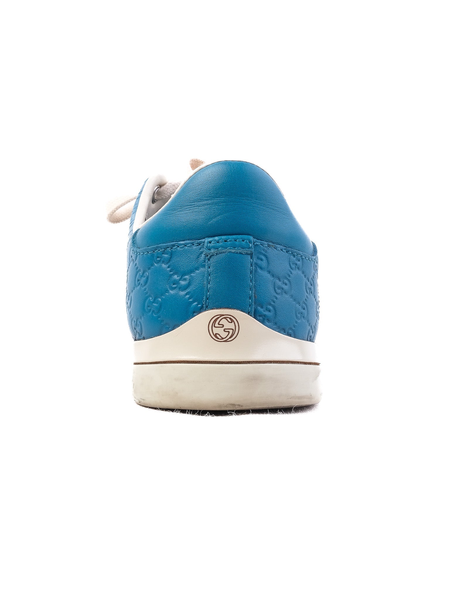 Excellent Gucci Blue Leather Sneakers with Logo Size 36