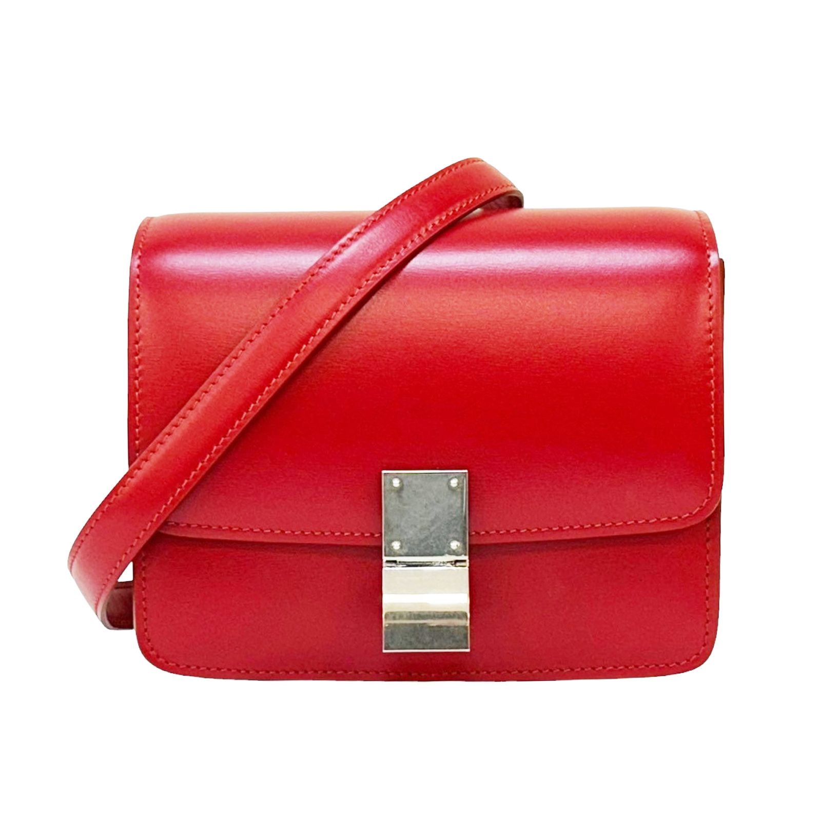 Celine Small Classic Shoulder Bag Red Box Calfskin