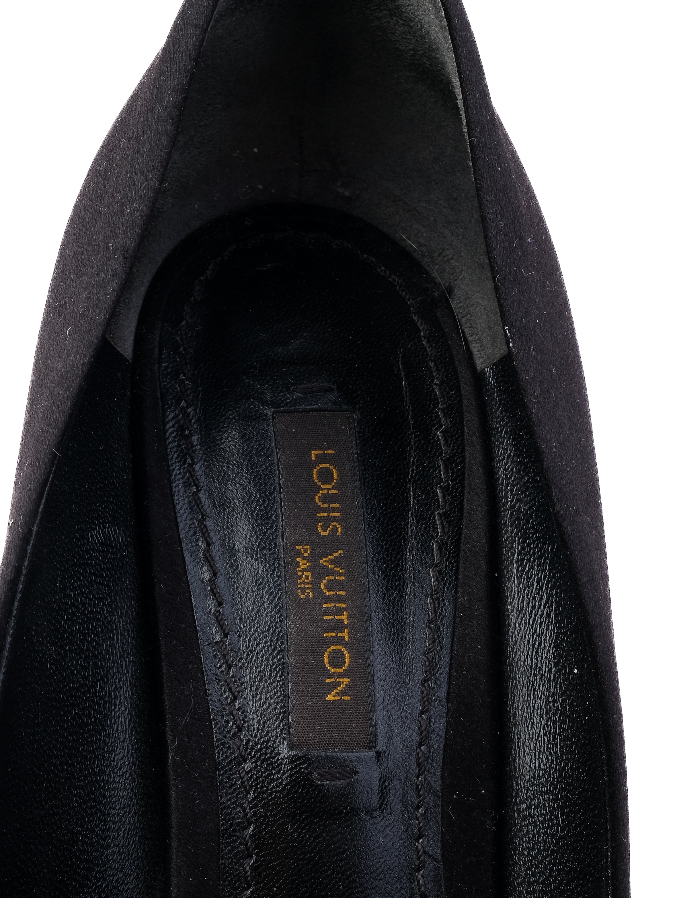Good Louis Vuitton Black Leather High Heels with Decorative Bow Size 38.5