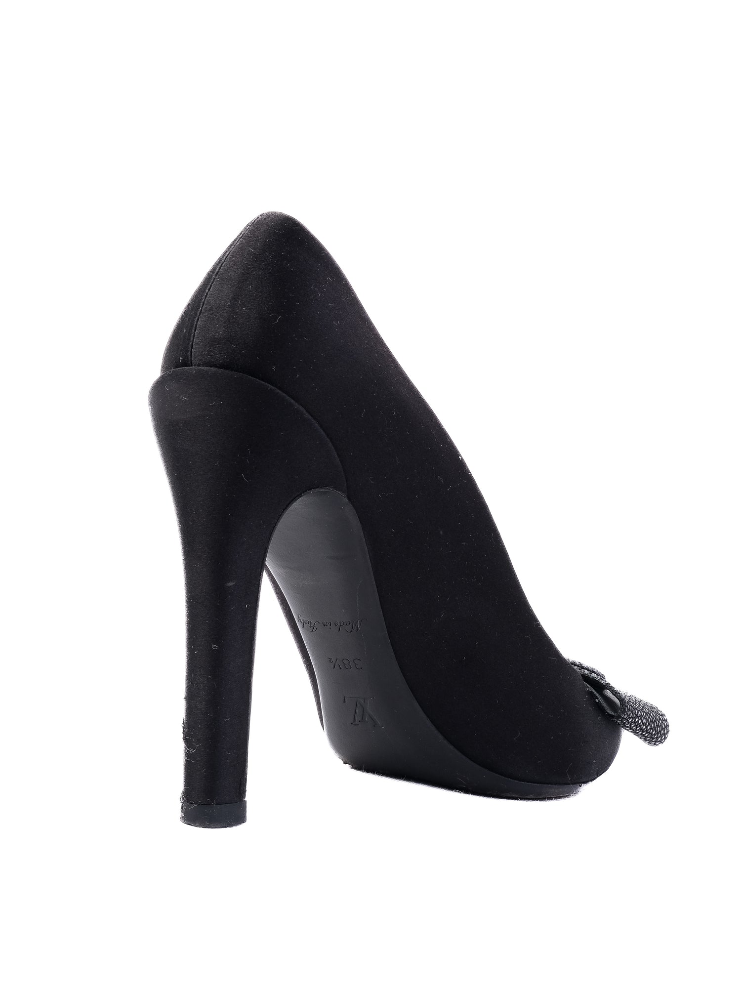 Good Louis Vuitton Black Leather High Heels with Decorative Bow Size 38.5
