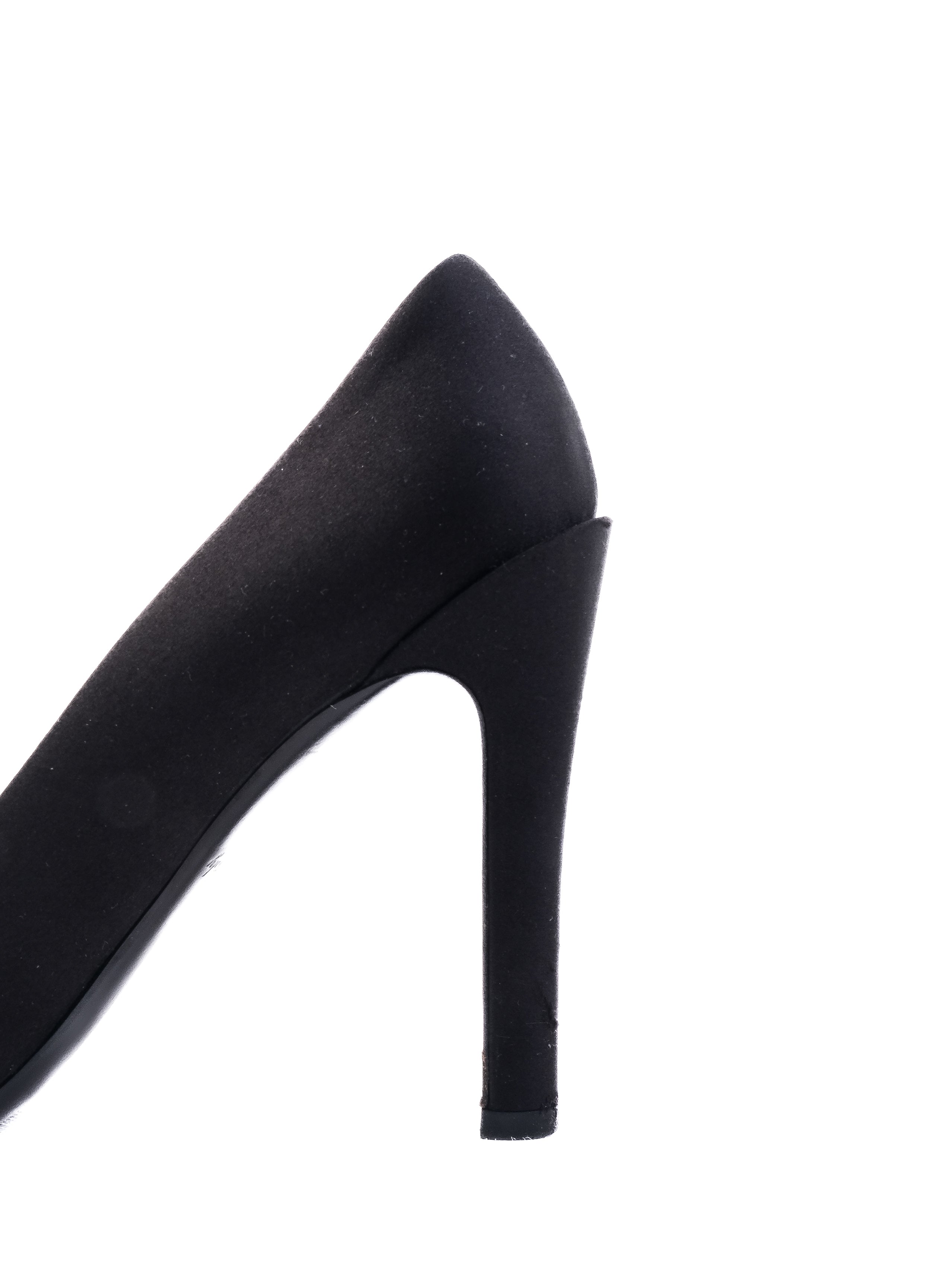 Good Louis Vuitton Black Leather High Heels with Decorative Bow Size 38.5