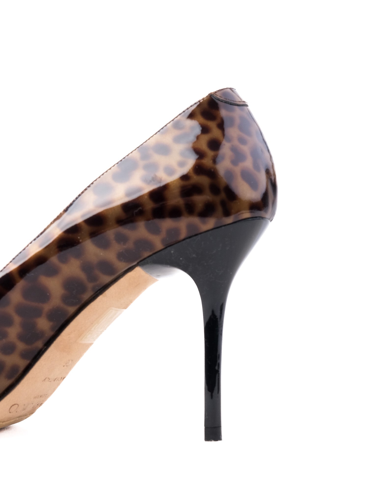 Excellent Jimmy Choo Leopard Print High Heeled Shoes Combined Lacquer