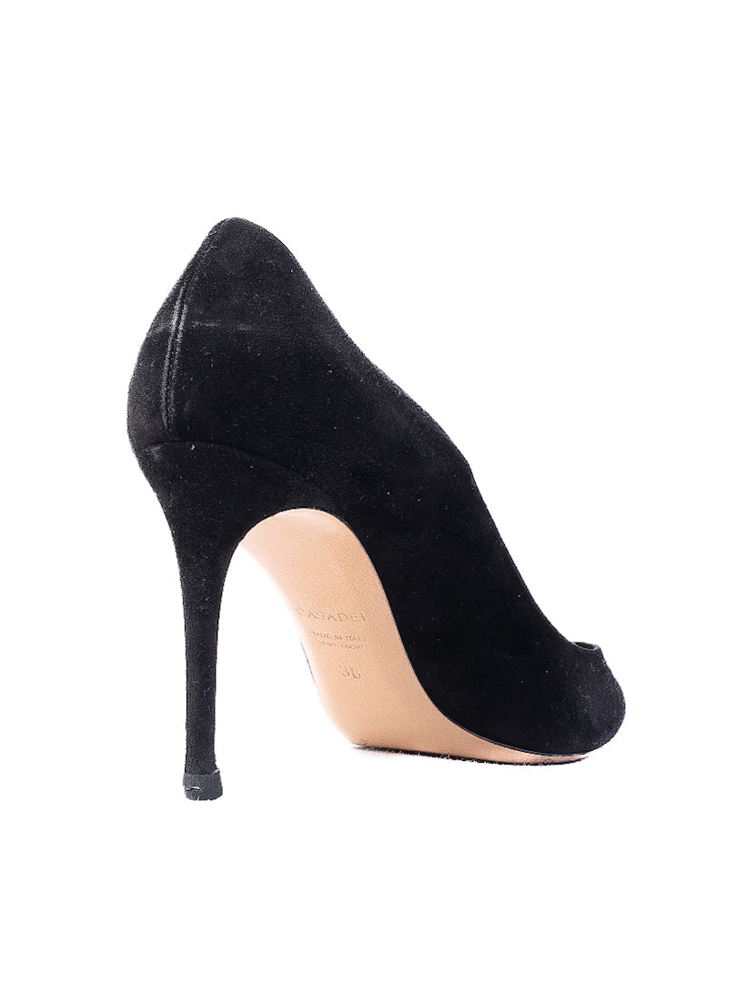 Casadei Black Leather High-Heeled Pumps Stiletto Size TBD