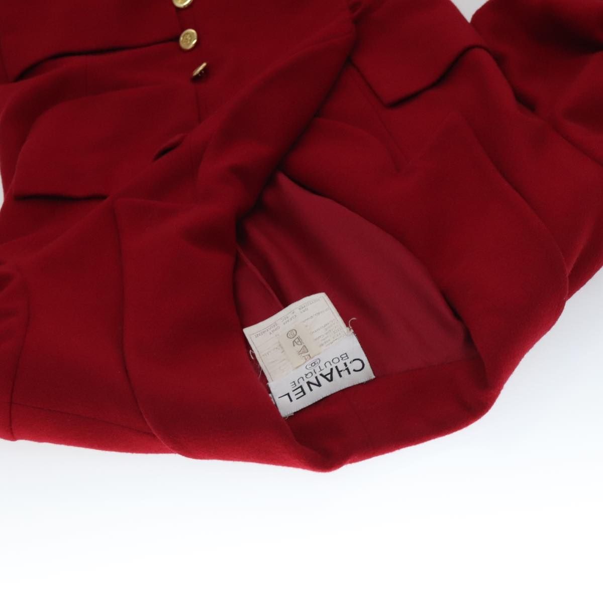 Chanel Coat Jacket Cashmere Red Cc Auth