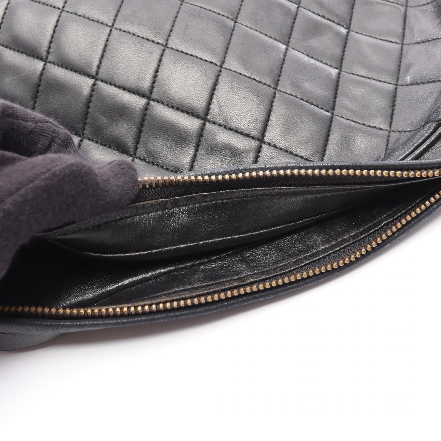 Chanel Black Matelasse Shoulder Bag Lambskin (sheep Leather)