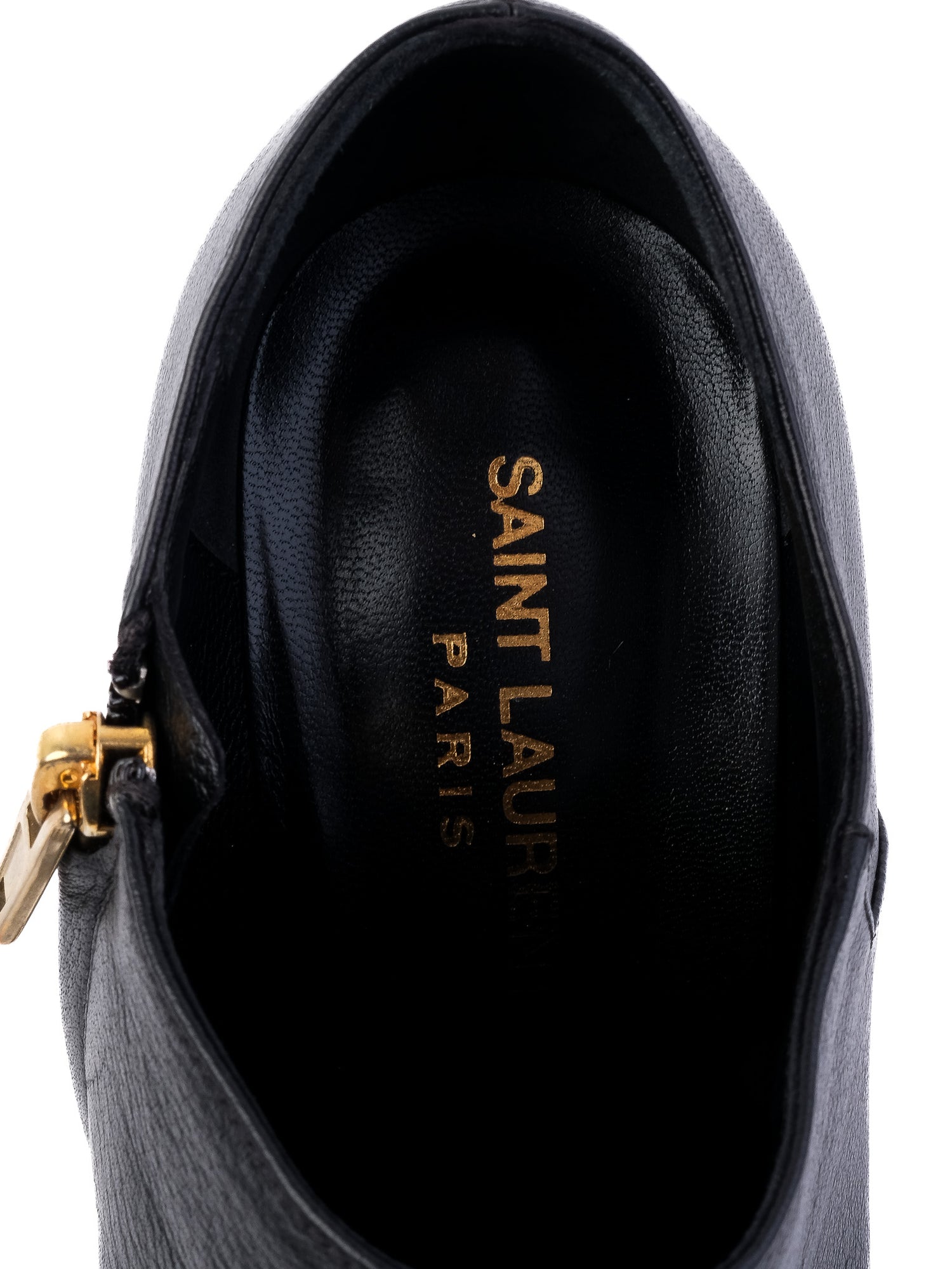 Excellent Saint Laurent Black Leather High-Heeled Ankle Boots Size 37.5