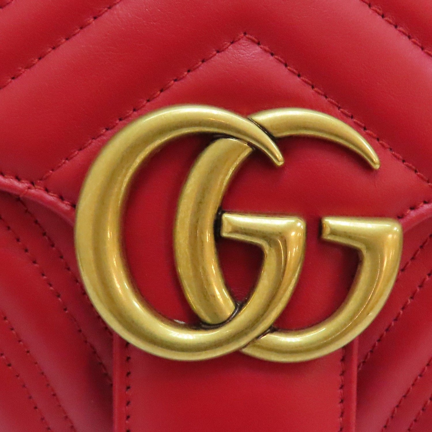 Gucci Small Gg Marmont Shoulder Bag Red Matelasse Chevron Leather 443497