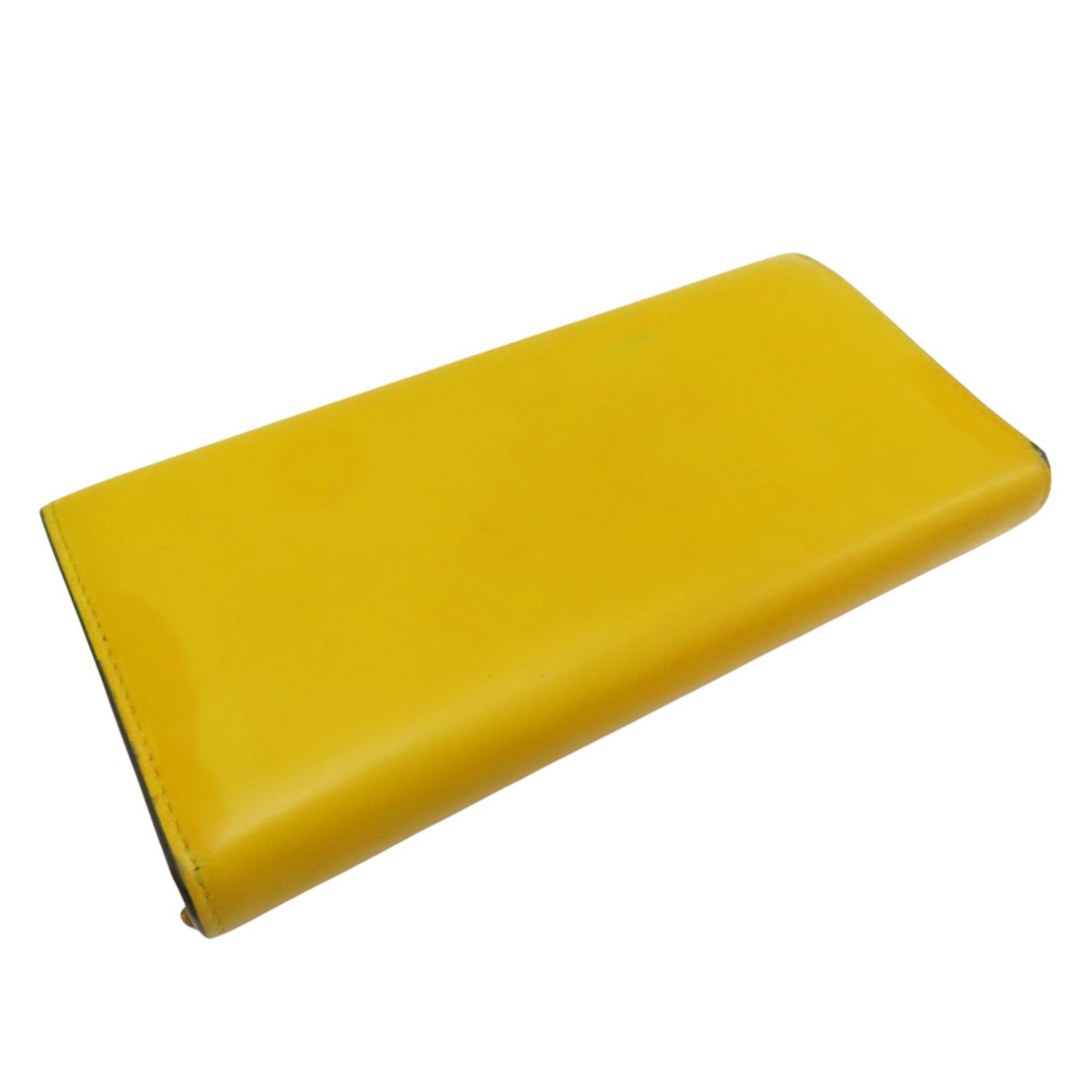 Fendi Logo Long Wallet Calfskin Yellow