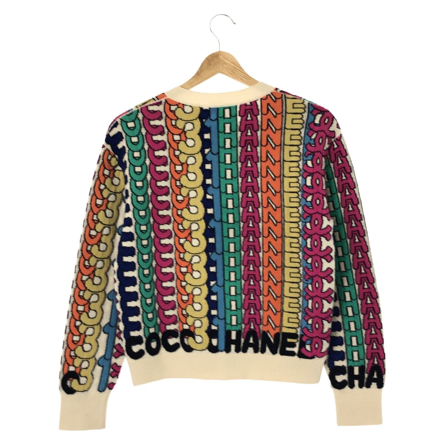 Chanel Multicolor Cashmere Logo Print Sweater Knit 36