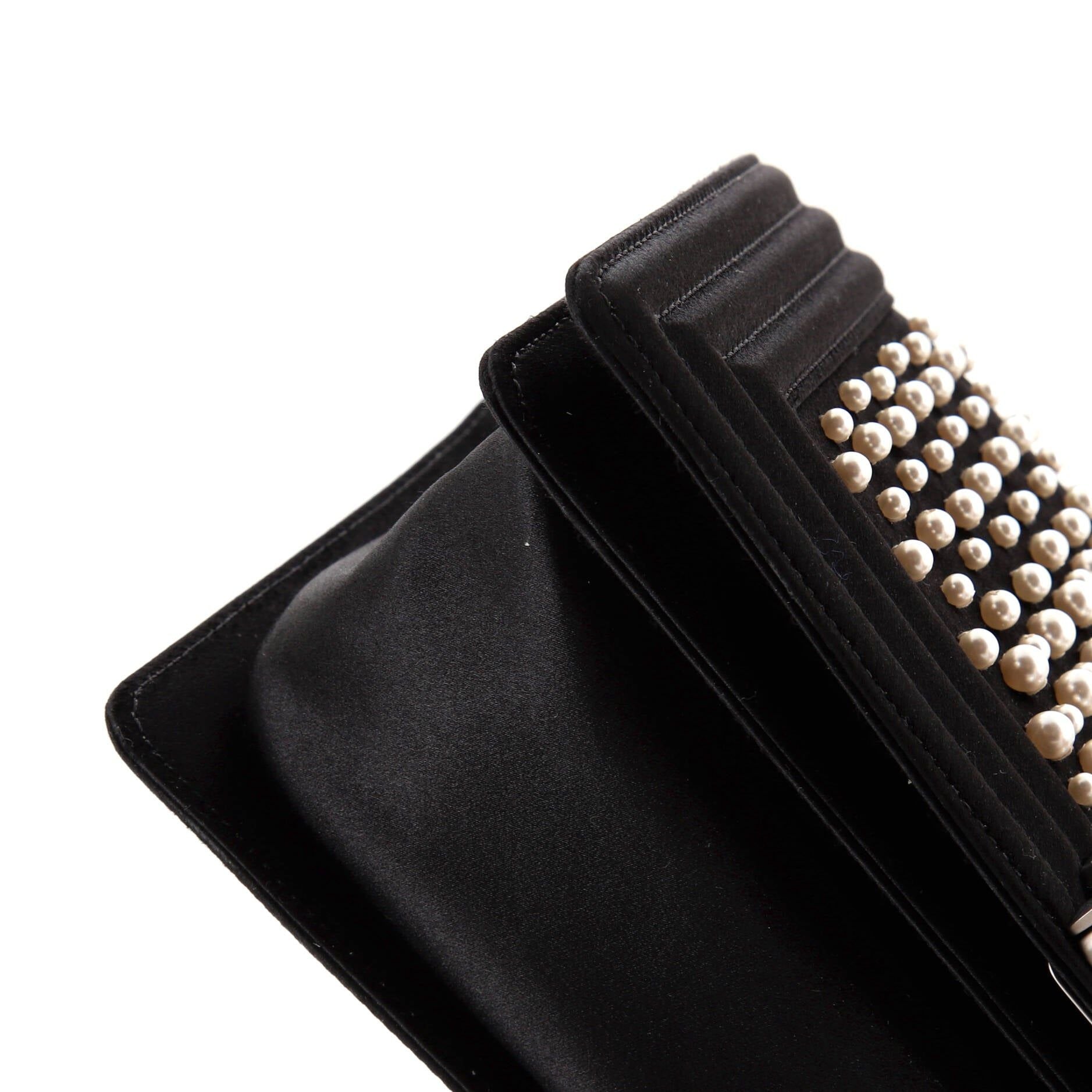 Boy Flap Bag Pearl Embellished Satin Old Medium