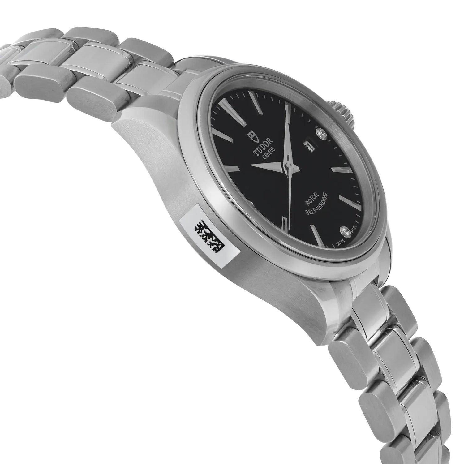 Tudor Style 28mm Steel Black Diamond Dial Ladies Automatic Watch 12100-0004