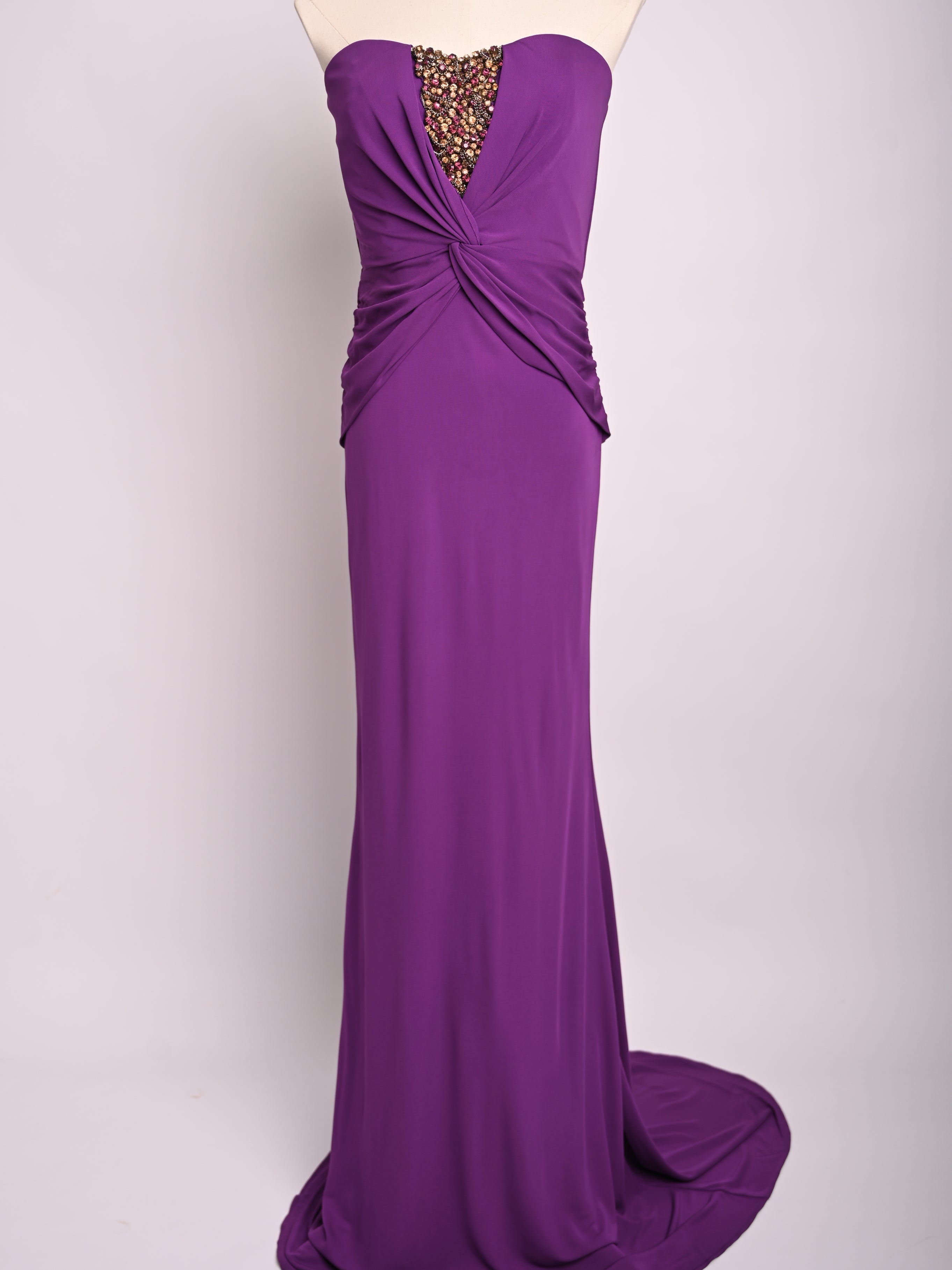 NEW Badgley Mischka Purple Strapless Gown Size M