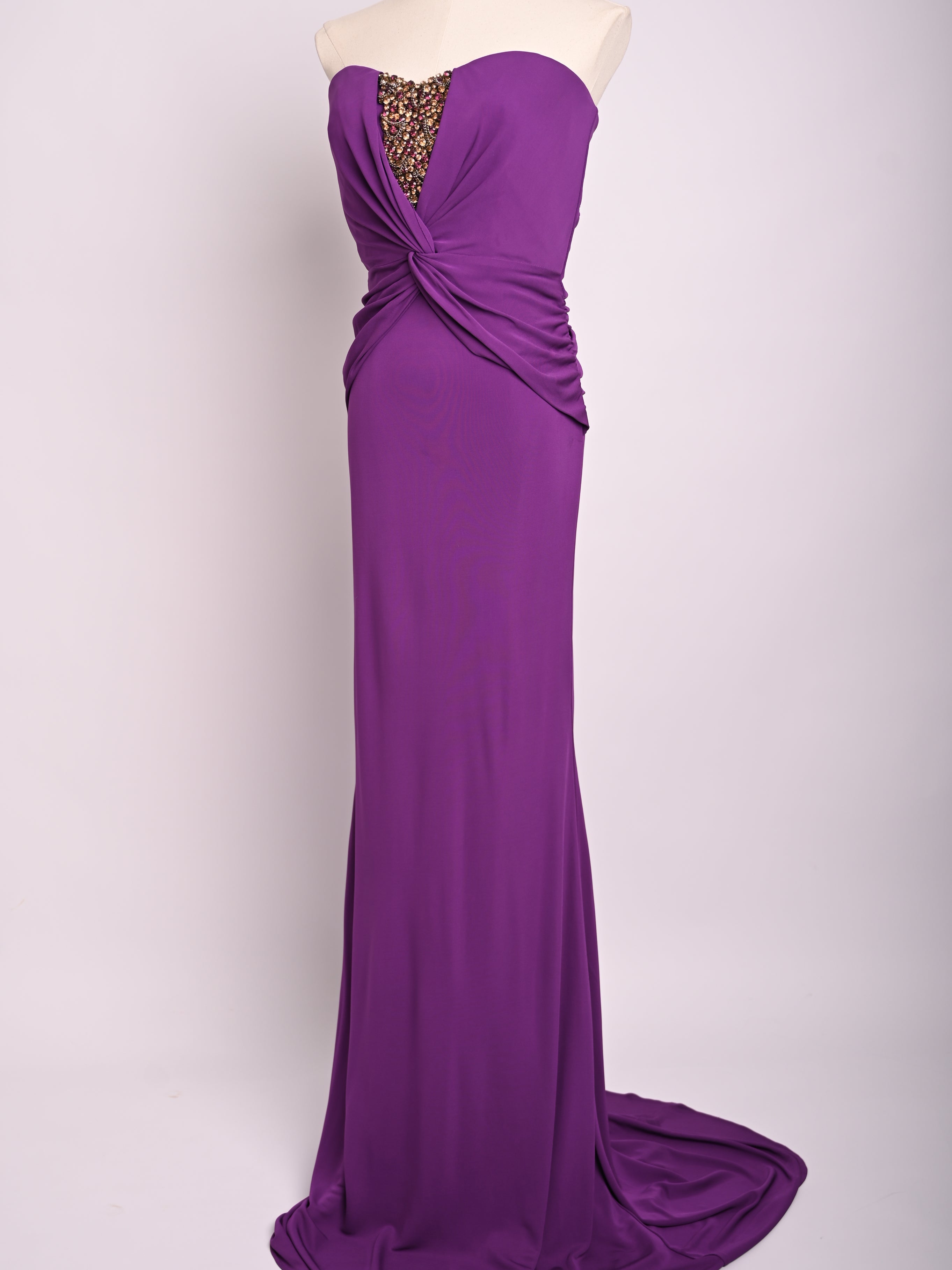 NEW Badgley Mischka Purple Strapless Gown Size M