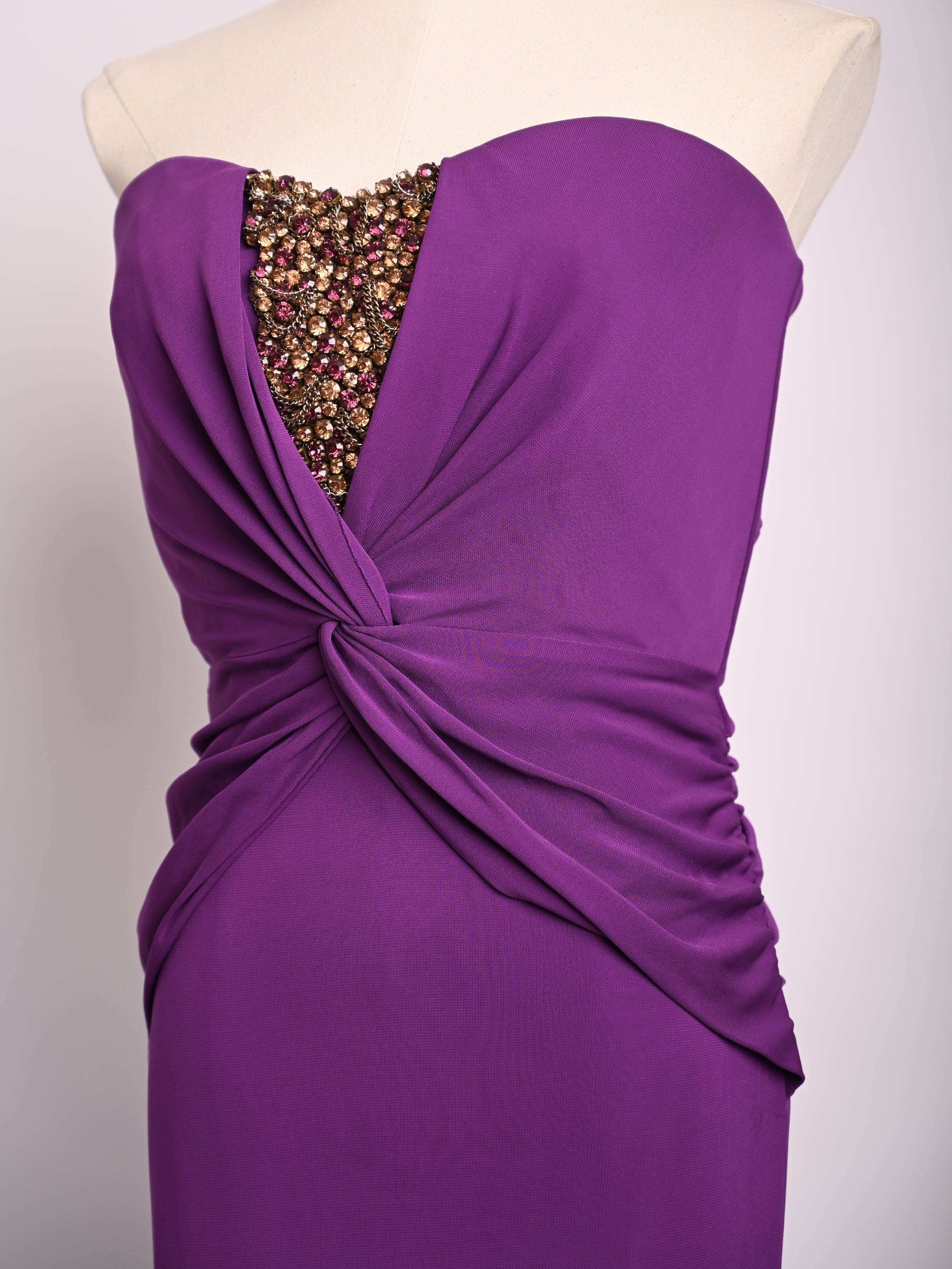 NEW Badgley Mischka Purple Strapless Gown Size M