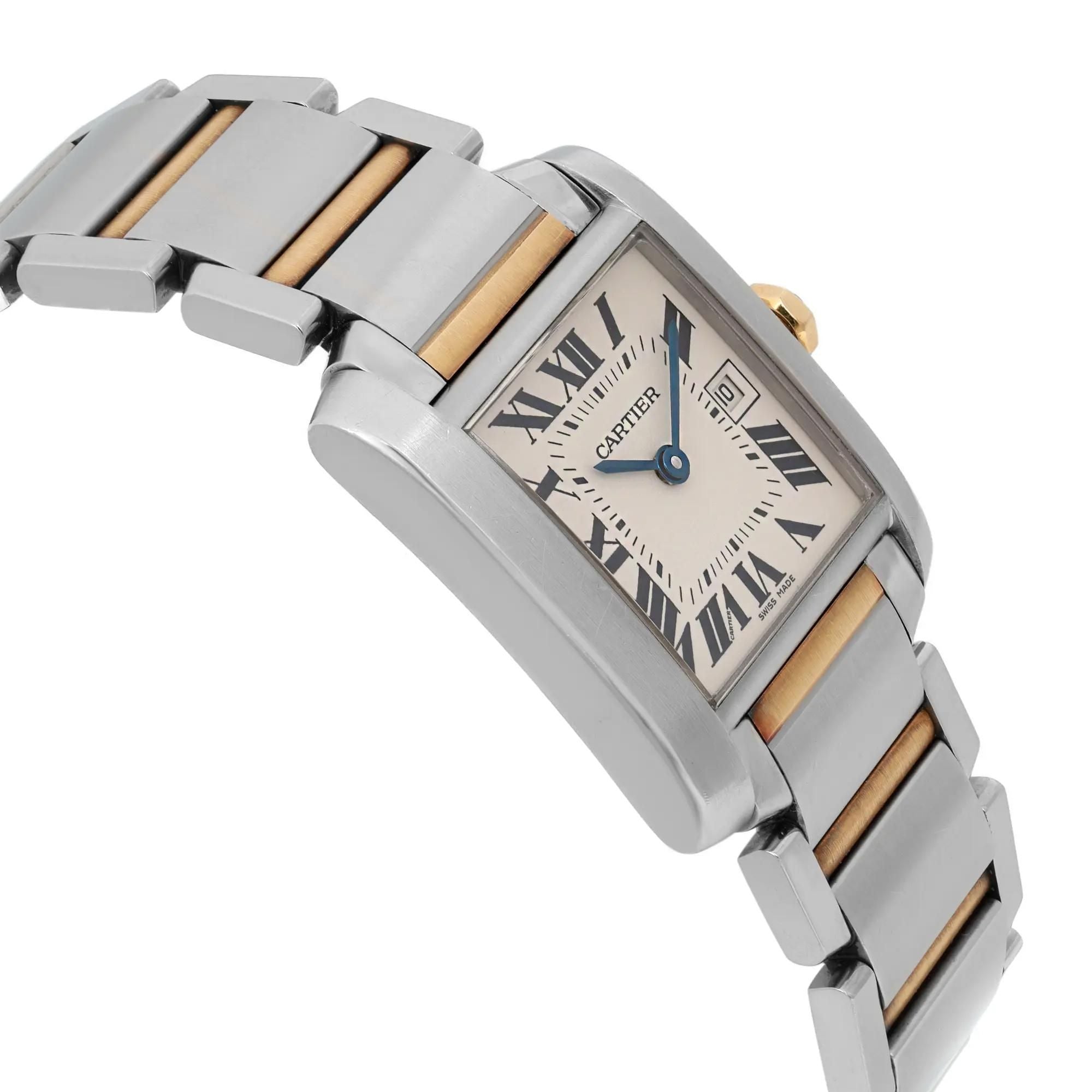 Cartier Tank Francaise 25mm 18K Yellow Gold Steel Cream Dial Watch W51012Q4