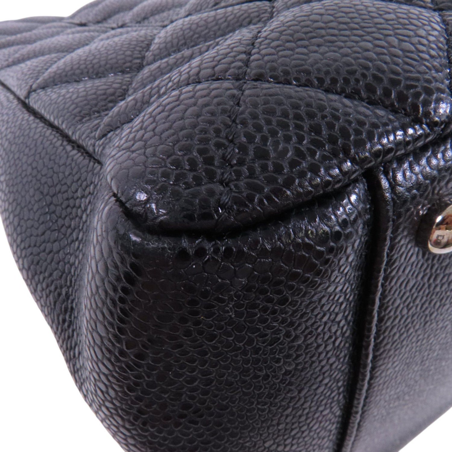 Chanel Black Cowhide Leather Gst Silver Crosshair Shoulder Bag Calfskin (cowhide)