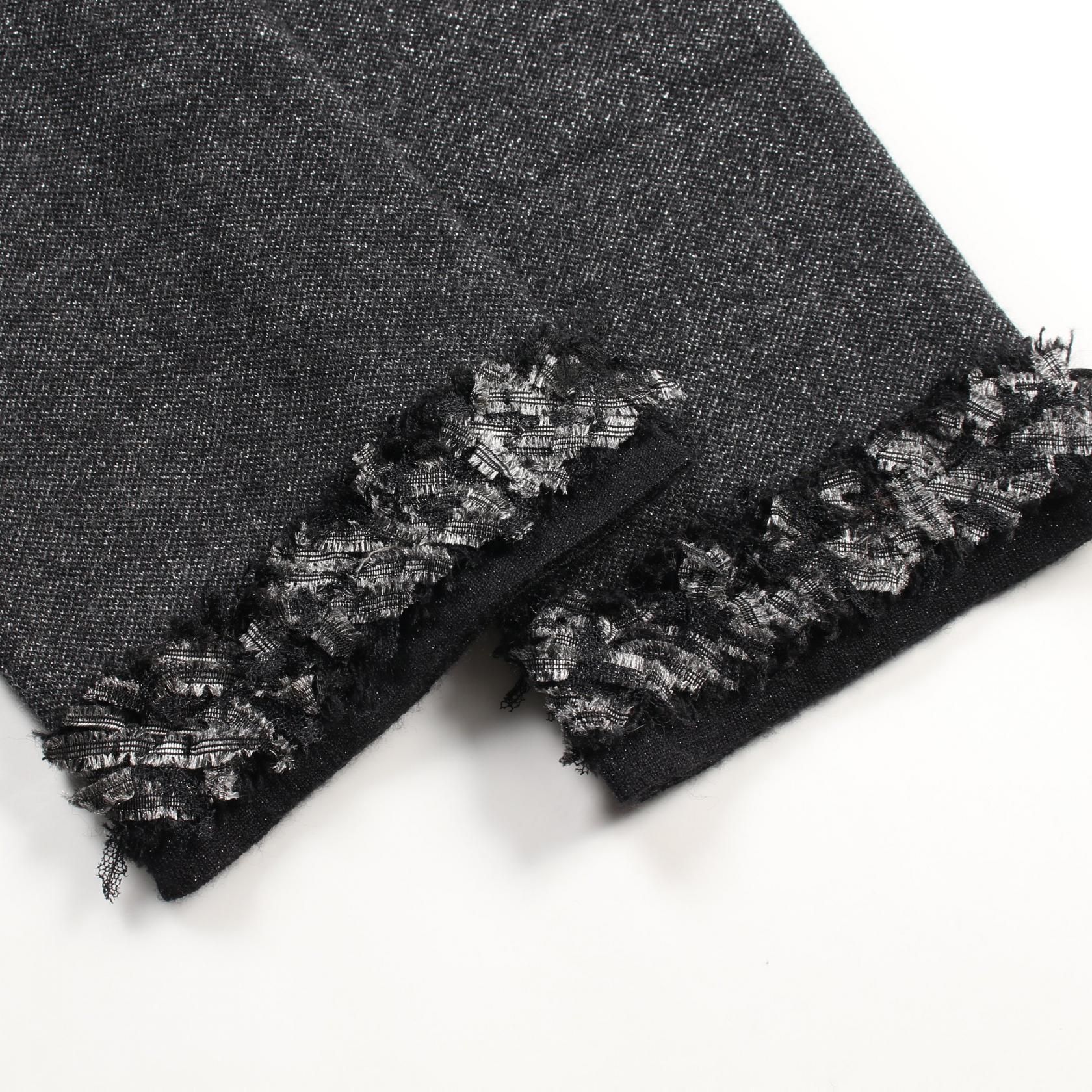 Chanel Coco Mark Button Cardigan P 39255k 02769 Cashmere Gray Black