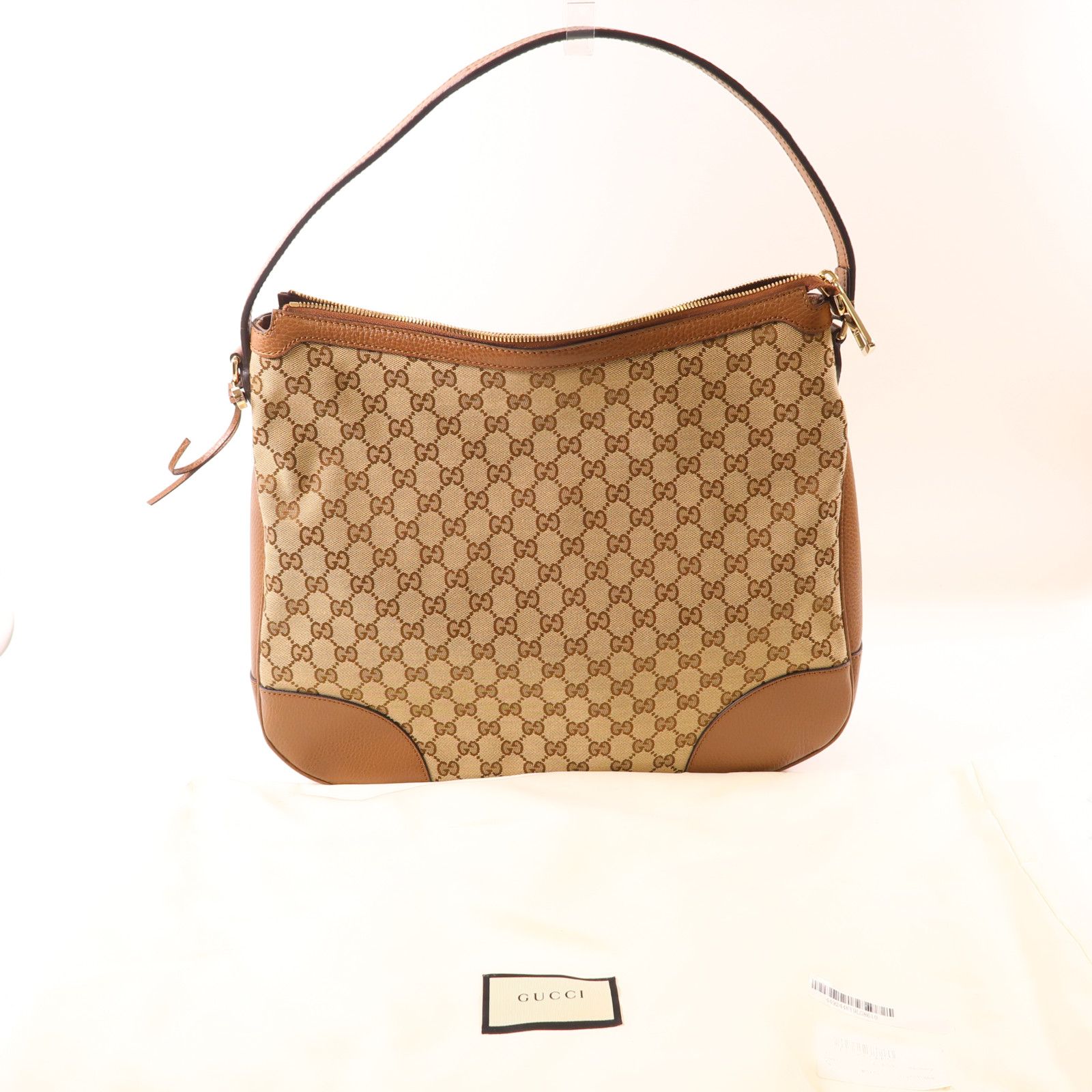 Gucci Canvas Bree Micro Hobo Gold Shoulder Bag Brown Gg Canvas 449244