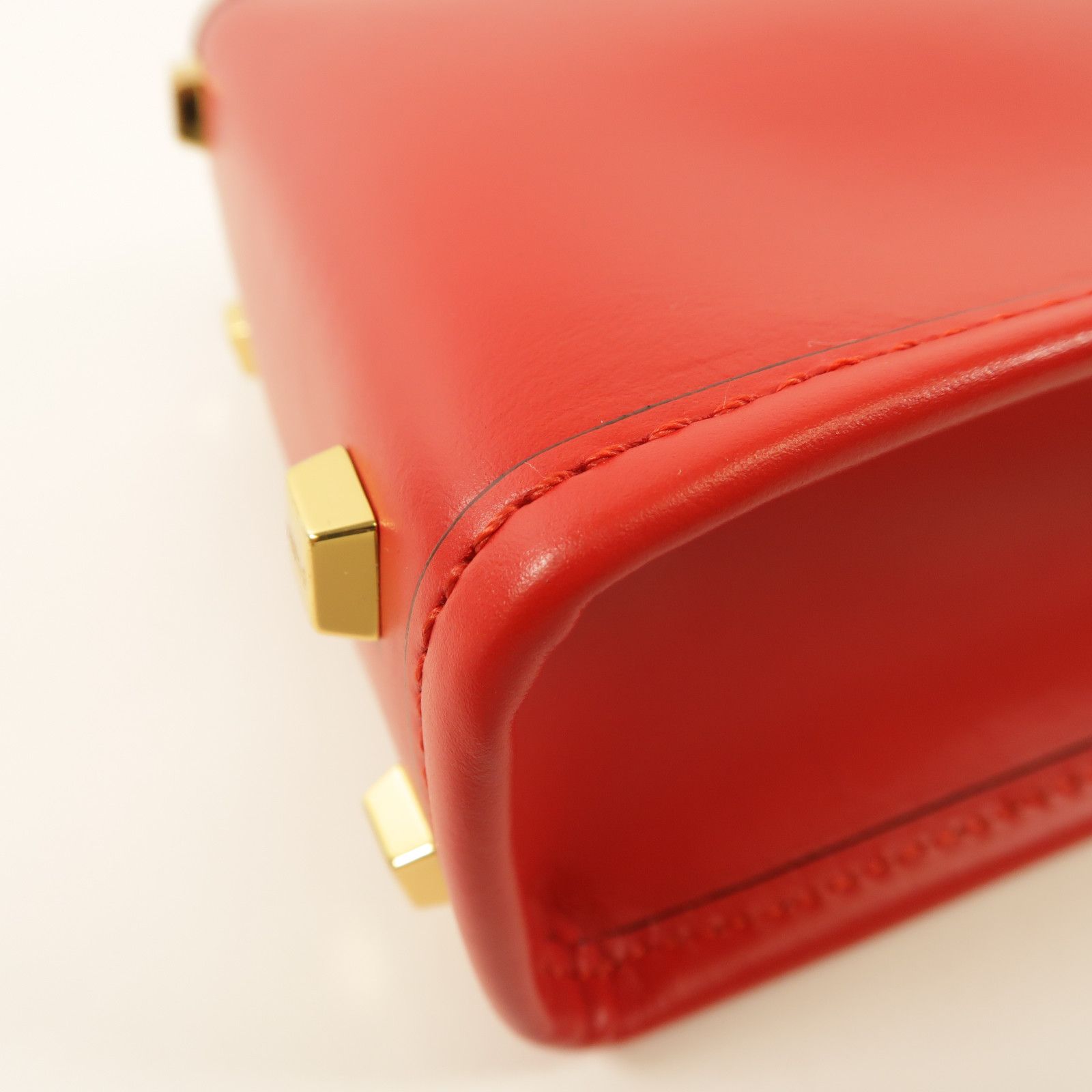Fendi Cowhide Leather Mini Sunshine Gold Hand-handed Shoulder Bag 2way Shoulder Bag Red Calfskin (cowhide) 8bs 051