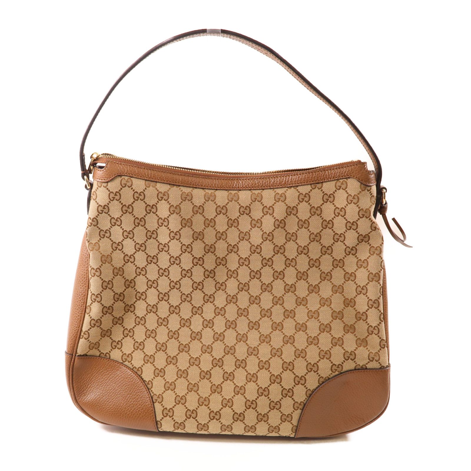 Gucci Canvas Bree Micro Hobo Gold Shoulder Bag Brown Gg Canvas 449244