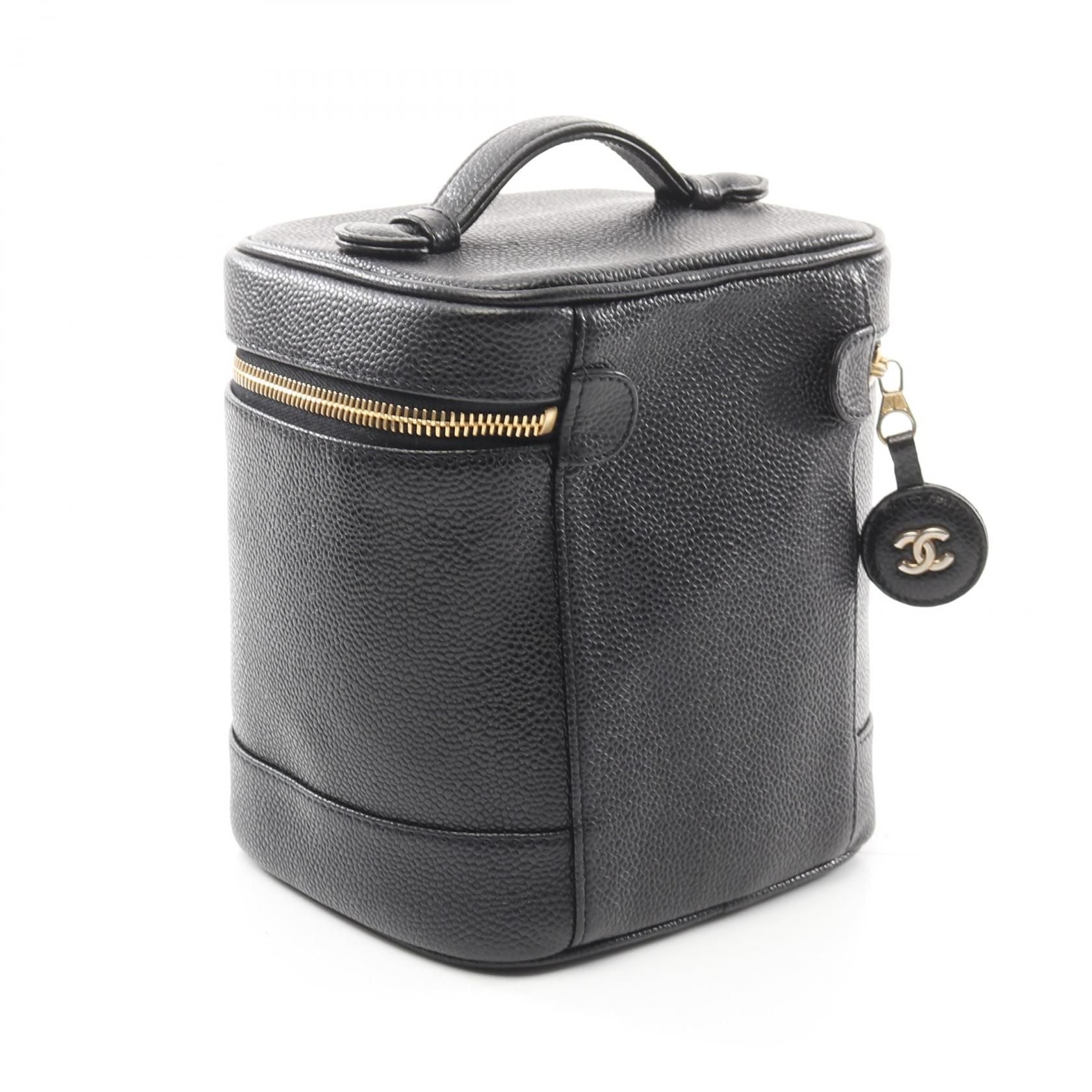 Chanel Black Coco Mark Handbag Leather Grained Calfskin A 01998