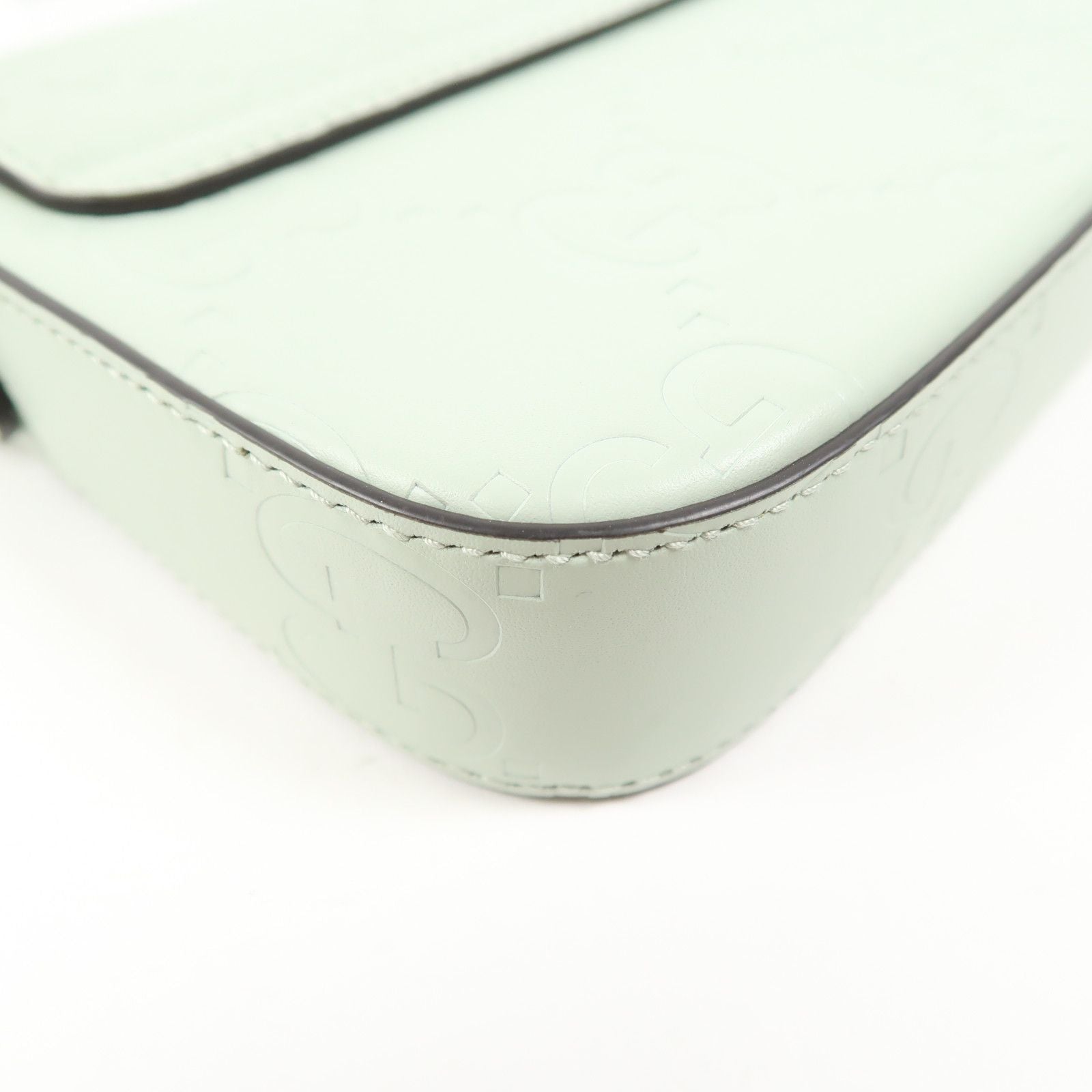 Gucci Leather Gg Pochette Gold Shoulder Bag Green Mint Leather 772794