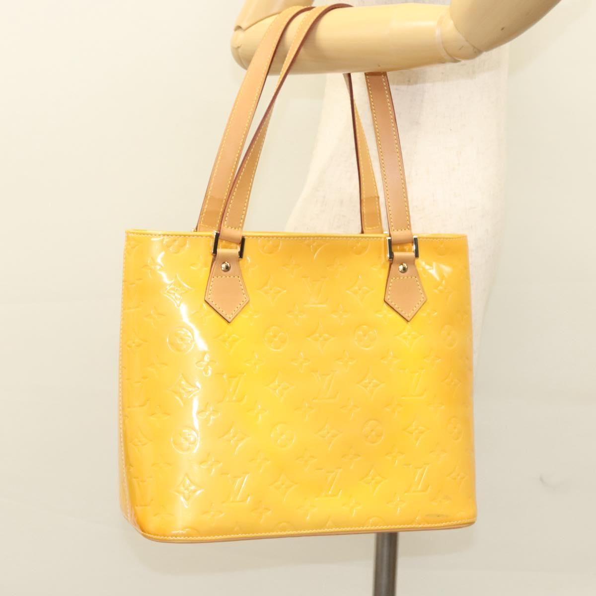 Louis Vuitton Vernis Houston Hand Bag Lime Yellow M 91055 Lv Auth