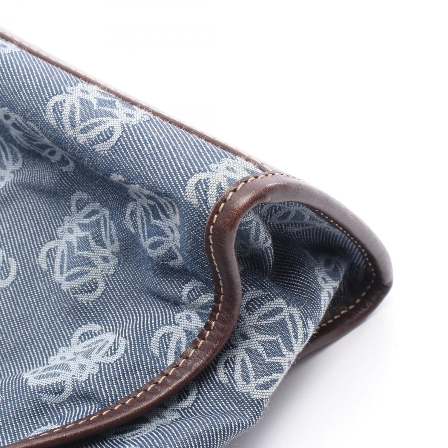 Loewe Anagram Handbag Navy Brown Denim Leather