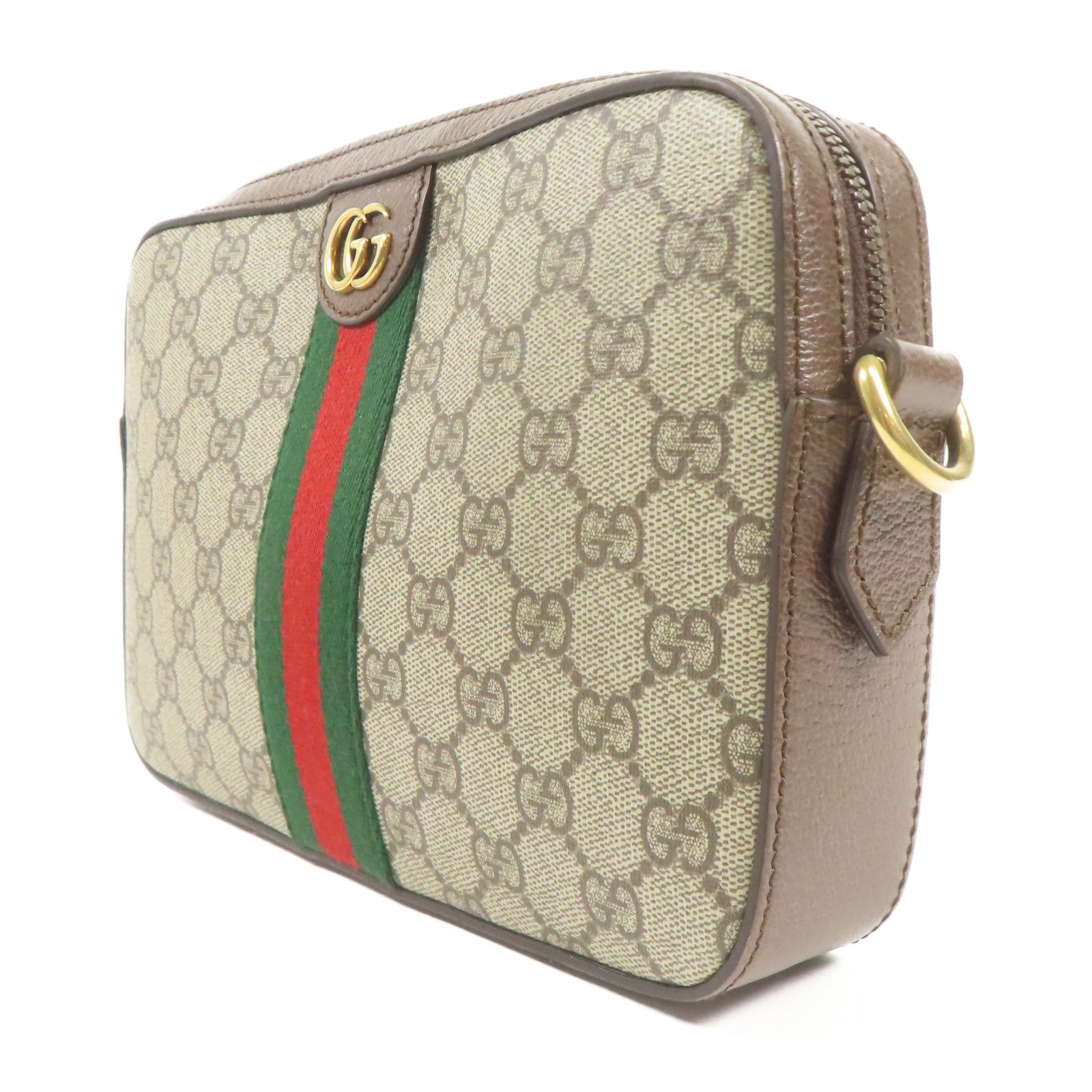 Gucci Painted Canvas Ophidia Gold Shoulder Bag Brown Gg Canvas 699439