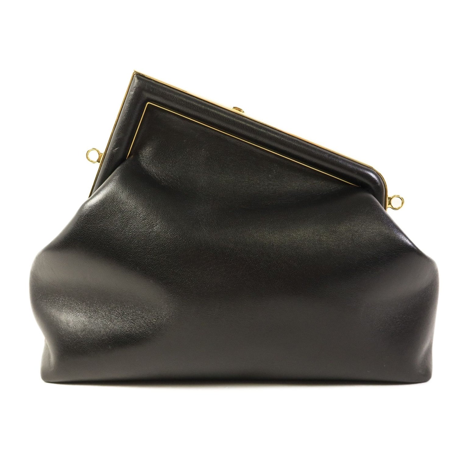 Fendi Cowhide Leather First Medium Golden Shoulder Bag Black Calfskin (cowhide) 8bp 127