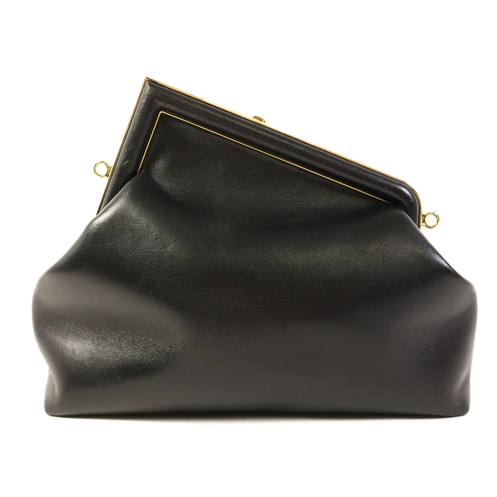 Fendi Cowhide Leather First Medium Golden Shoulder Bag Black Calfskin (cowhide) 8bp 127