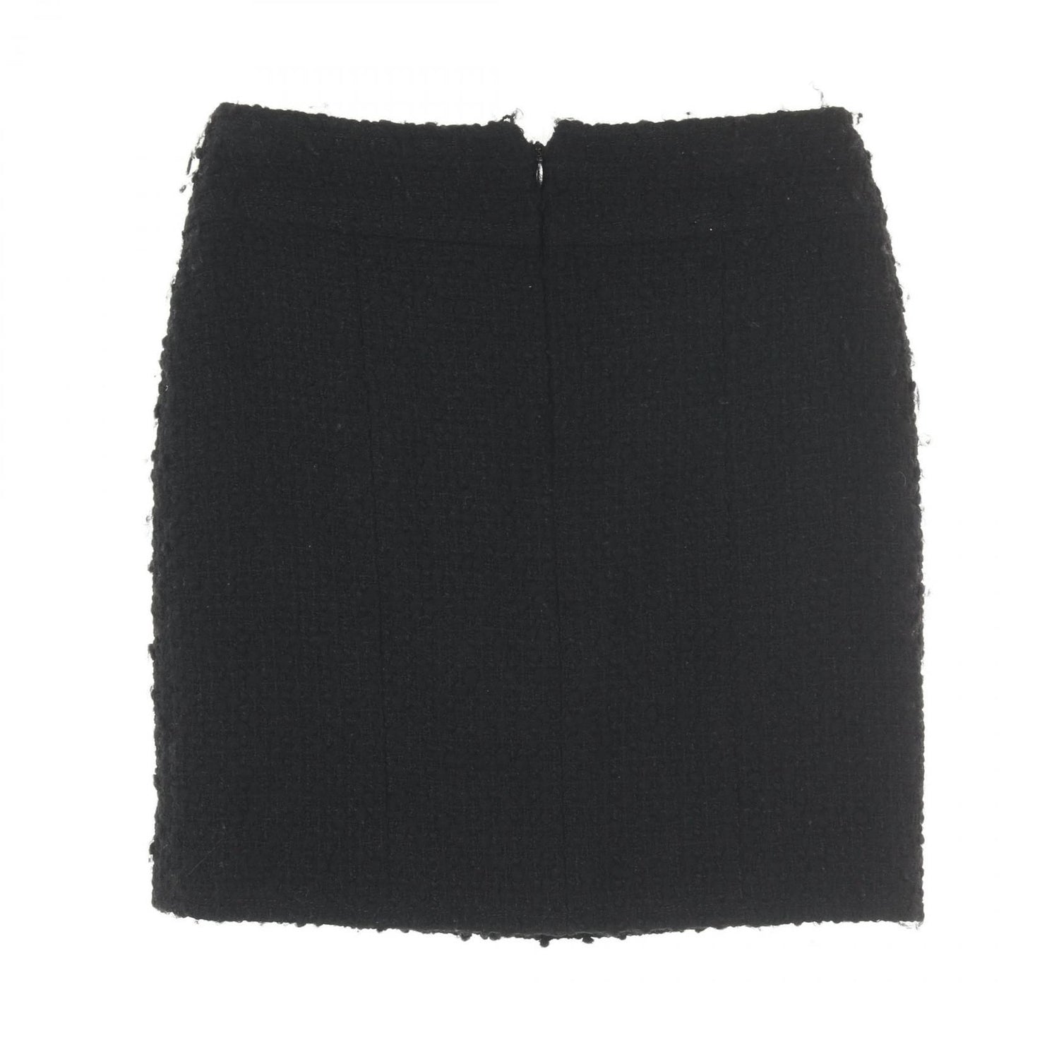 Chanel Black Coco Mark Button Tweed Skirt Wool Acrylic/nylon P 46660v 28631