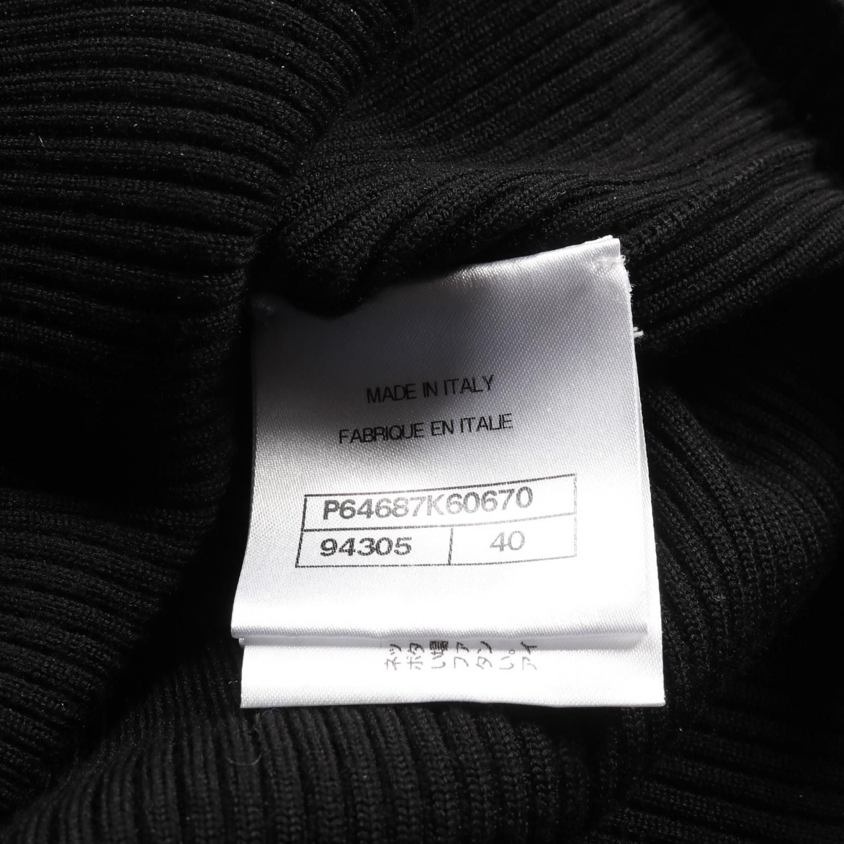 Chanel Black Coco Mark Clover Knit Rayon Wool P 64687k 60670