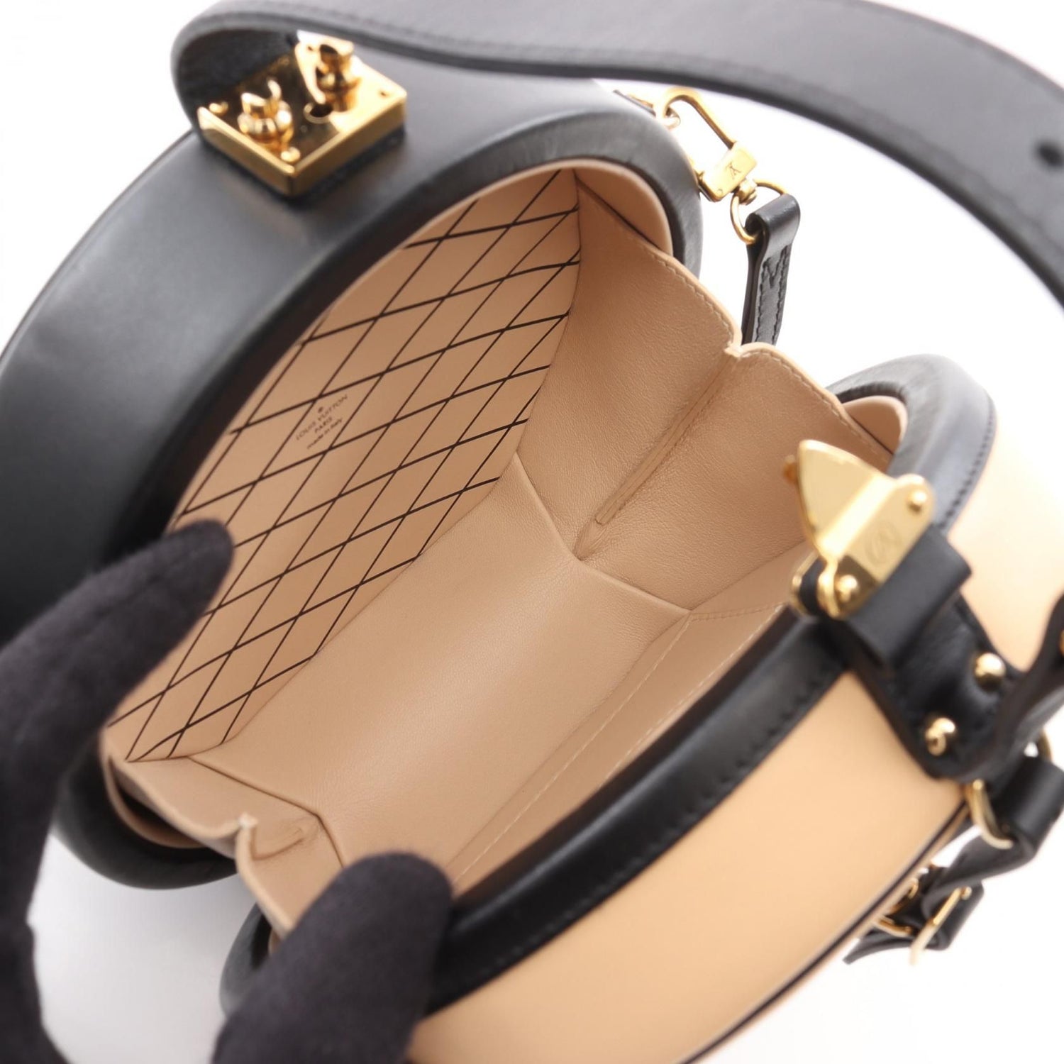 Louis Vuitton Petit Bowat Chapo Beige Black Handbag M 53138